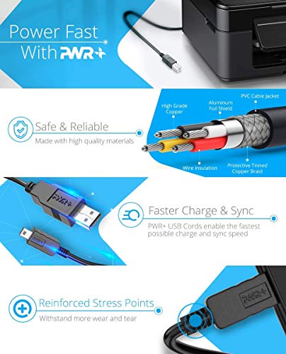 Pwr+ 12Ft Extra Long Usb-2.0 Cable Type-A To Type-B High Speed Cord For Audio Interface, Midi Keyboard, Usb Microphone, Mixer, Speaker, Monitor, Instrument, Strobe Light System Mac Pc #TOP1