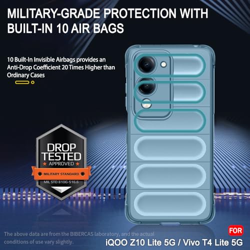 Image of TheGiftKart Liquid Silicon Back Cover Case for iQOO Z10 Lite 5G / Vivo T4 Lite 5G | Shockproof Military Grade Protection | Micro-Fibre Cloth On Inner Side | Built-in Anti-Slip Grip Cover (TPU, Blue)