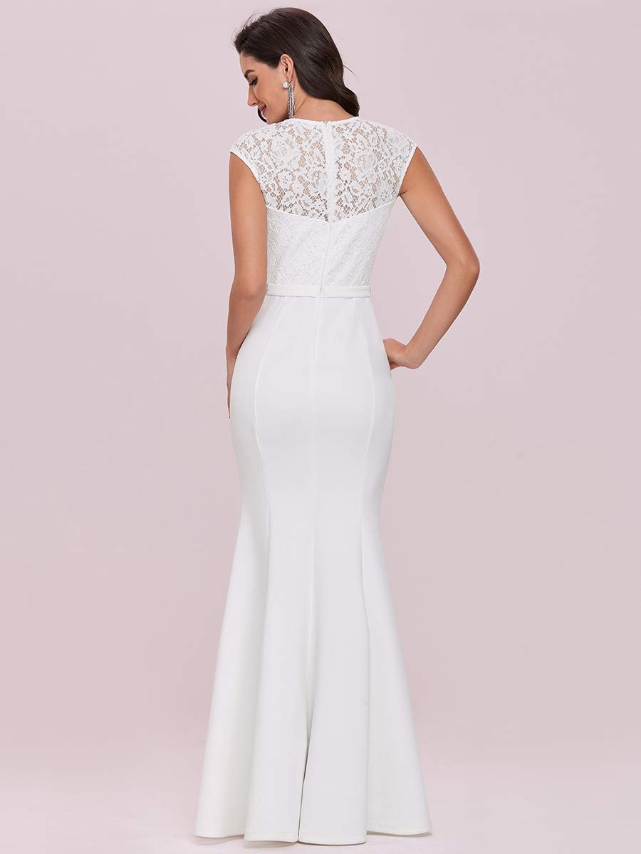 Ever-Pretty Robe de Mariée Sirène Longue Femme Décolleté Coeur à Mancherons en Dentelle Bohême EH00218