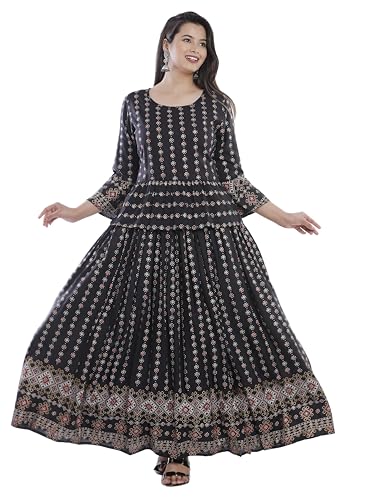 Image of Women's Rayon Printed Top and Skirts Set