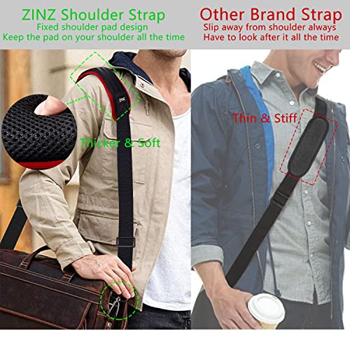 Image of ZINZ 79 inch Shoulder Strap, Extra-thick Fixed Cushion Pad and Dual Clasps Universal Replacement Strap with Metal Swivel Hooks for Laptop Bags, Luggage Bags, Camera, Crossbody (200cm,Wine Edge)