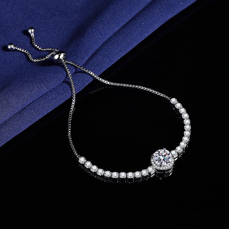 Silver Plated CZ Bracelet for Women, Adjustable Slider Chain Bracelet, Minimalist Sparkle Jewelry for Everyday Wear, Lightweight Hypoallergenic Gift - Image 2