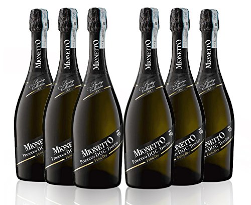 San Jamón Mionetto Prestige Prosecco Doc Treviso Extra Dry - Paquete de 6 x 750 ml - Total: 4500 ml