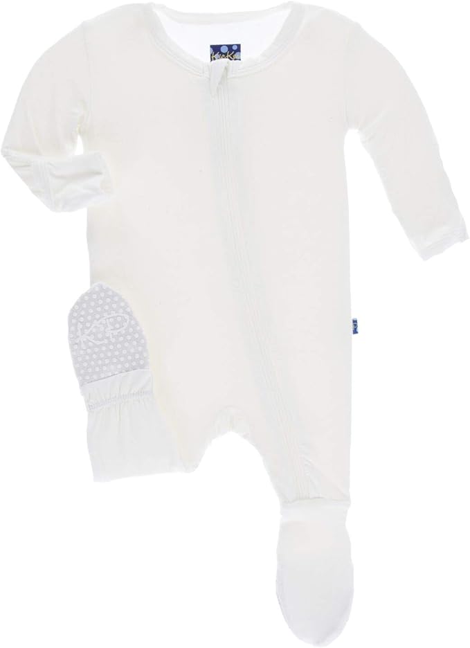 KicKee Pants Print Footie with Zipper, Fitting Long Sleeve