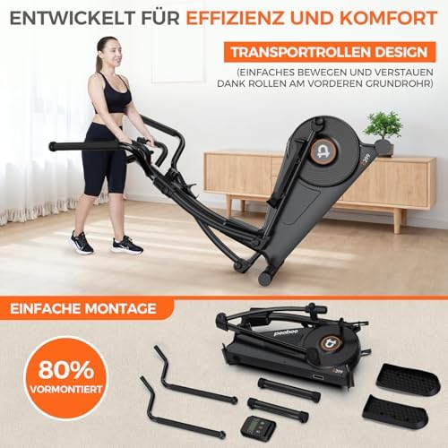 Bild 5 - pooboo Ellipsentrainer, mit 16 Widerstandsstufen und extrem leisem magnetischem Antriebssystem, Ellipsentrainer für zu Hause mit LCD-Monitor und 15,5-Zoll-Schrittlänge, 350 lbs Tragkraft
