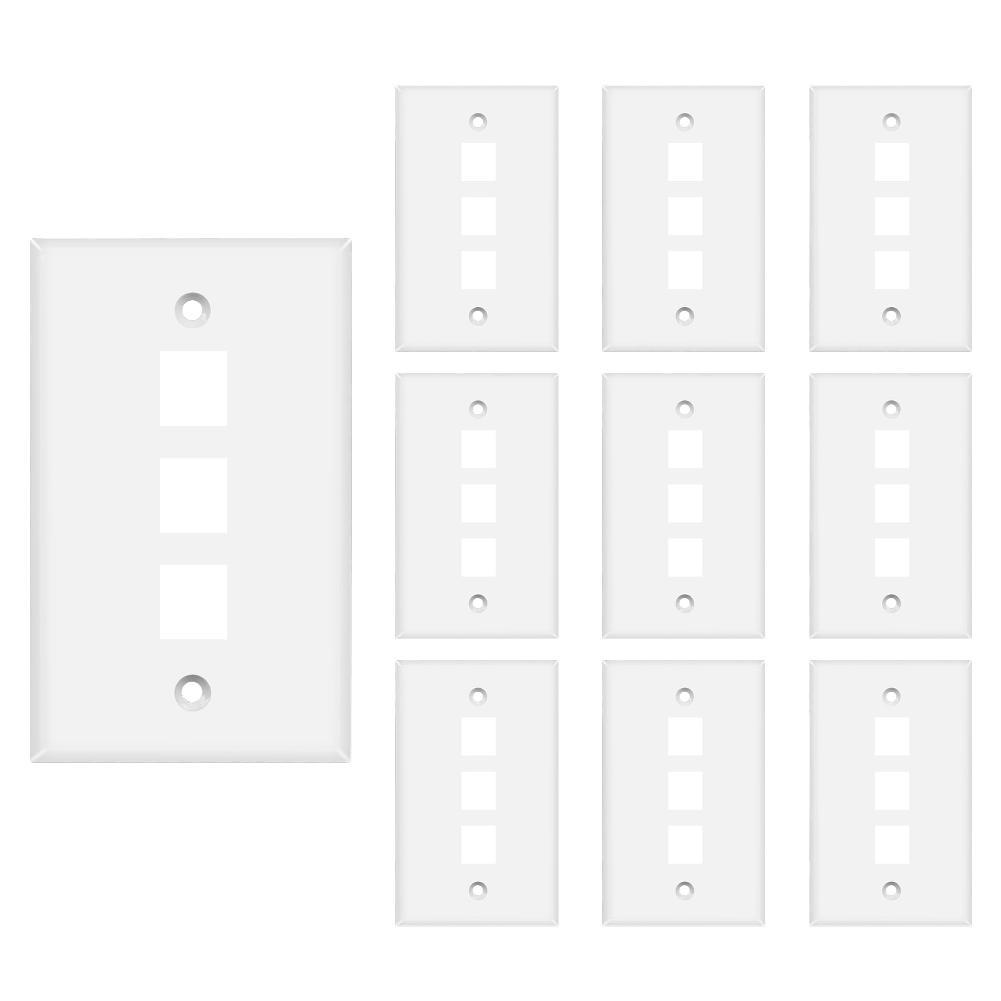 Placa de pared Keystone de 3 puertos resistente acabado blanco elegante para tomas RJ45 red