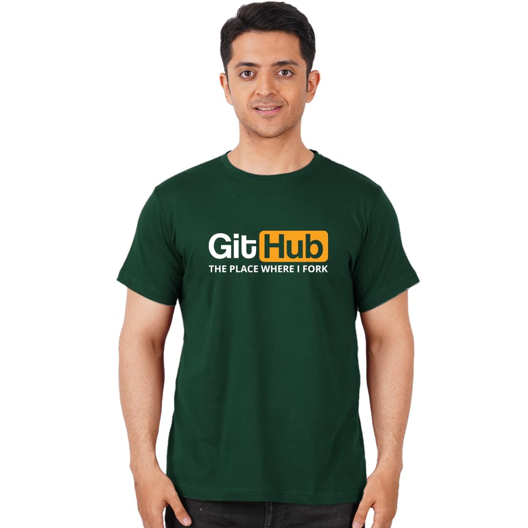 Git Hub The Place Where I Fork Half Sleeve 100% Cotton 180 GSM T-Shirt
