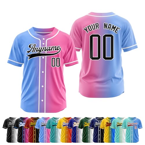 Custom Gradient Baseball Jersey Personalized Baseball Shirt Printed Stitched Name Number Logo for Men Women Youth miniatura 1