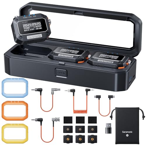 Saramonic TC-NEO-KIT 3-Pack Timecode Generator with Charging Case Includes 3.5 mm, BNC and 5-Pin Lemo Cables Compatible with ARRI, RED, Canon, Sony, USB-C