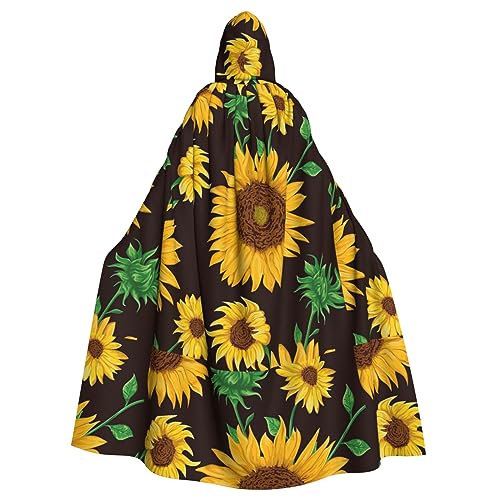 Bxzpzplj Hermosa capa con capucha de carnaval con estampado de girasol para adultos, disfraz de bruja vampiro, cosplay, fiestas de carnaval