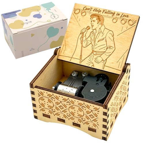 Engraved Wooden Wind Up Music Box -Elvis Presley Cant Help Falling in Love