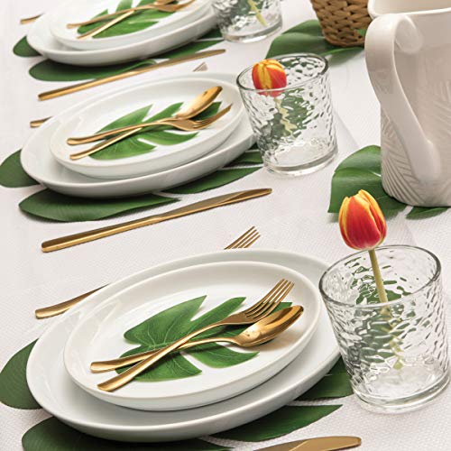 Prextex 30 Artificial Palm Leaves For Party Table Decoration, Imitation Tropical Leaf Placemats Table Runners Or Greenery Décor For Events, Beach Theme Or Jungle Party Supply (Large, 13.8 X 11.4 Inch) #TOP3