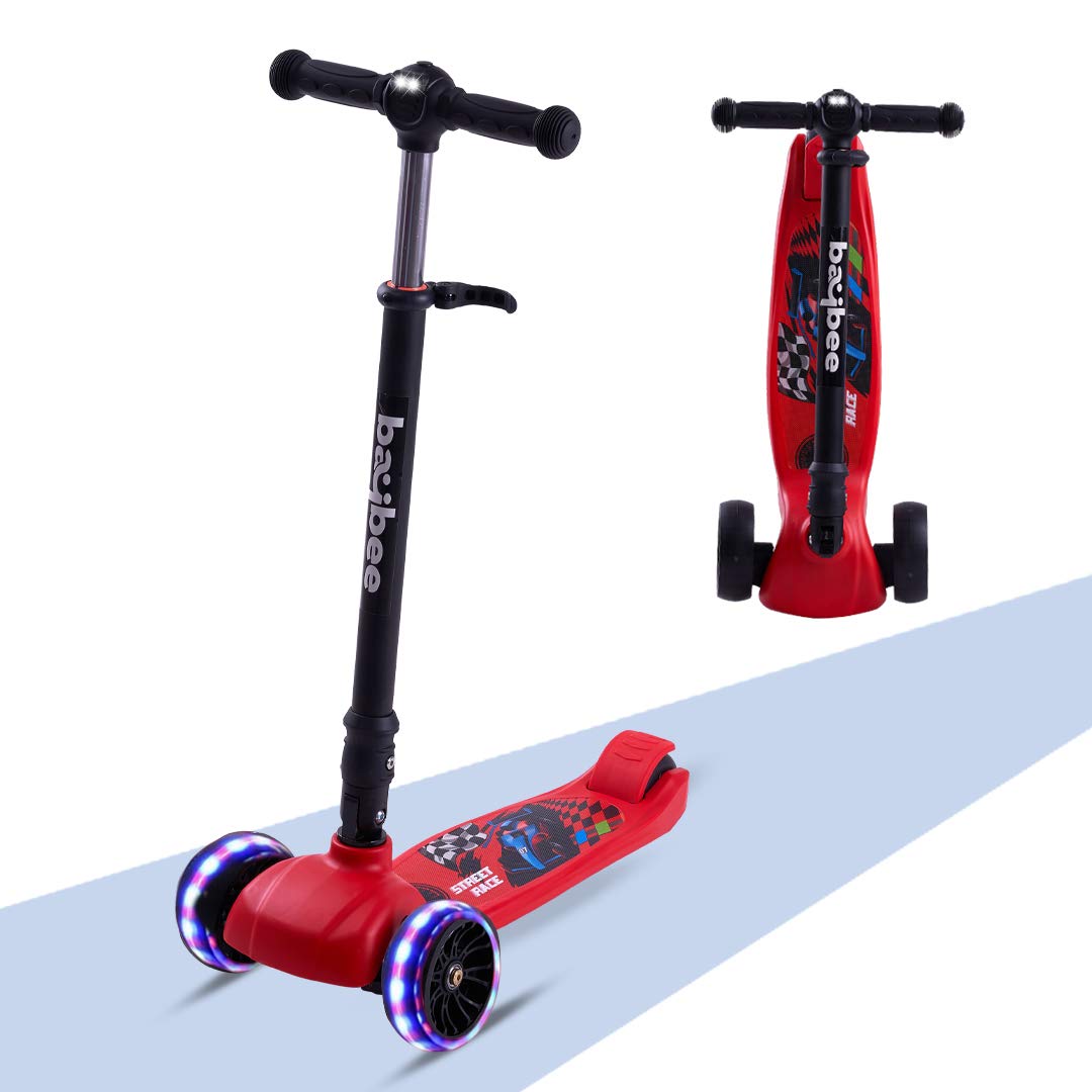 Baybee Magna Scooter for Kids, 3 Wheel Smart Kick Scooter with Fold-able & Height Adjustable Handle, Runner Scooter with LED PU Wheels & Brake, Skating Scooter for Kids Above 3 Years (Red I) (B09DSZVRHT) Amazon Price History, Amazon Price Tracker