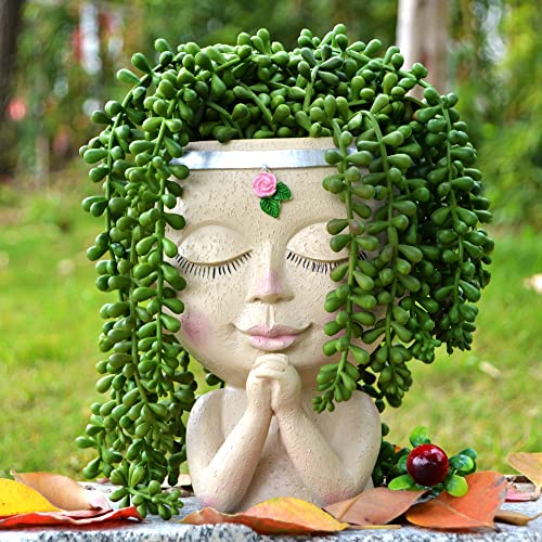 Jytti Face Planter, Head Planter, Planters For Outdoor Plants, Face Flower Pot, Plant Pots Indoor, Plant Pot, Succulent Pots With Drainage, Flower Pots, Succulent Pots, Face Vase Decor Gifts #TOP1