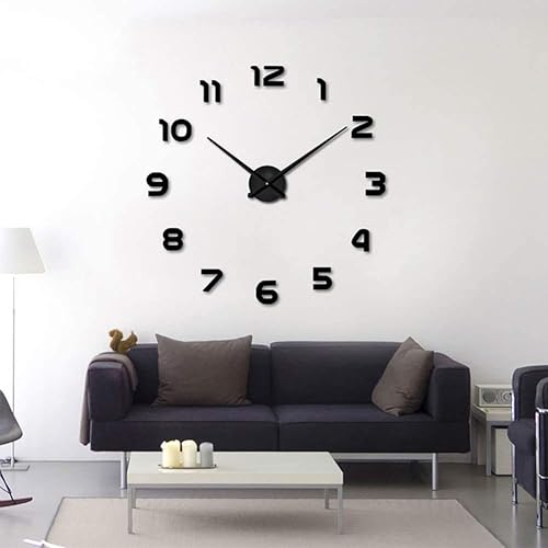 Miniatura 3 de SkyTalent - Reloj de pared 3D sin marco, superficie de espejo, reloj decorativo grande, mudo, pegatinas de pared para sala de estar, dormitorio,