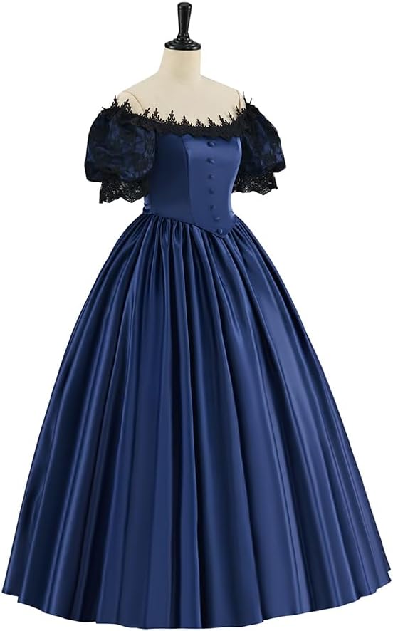 Women's Gothic Victorian Rococo Lace Dress Southern Belle Costume Civil War Colonial Ball Gown Dress