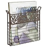 mDesign Decorative Modern Metal Wall Mount Magazine Holder, Organizer - Space Saving Compact Rack...