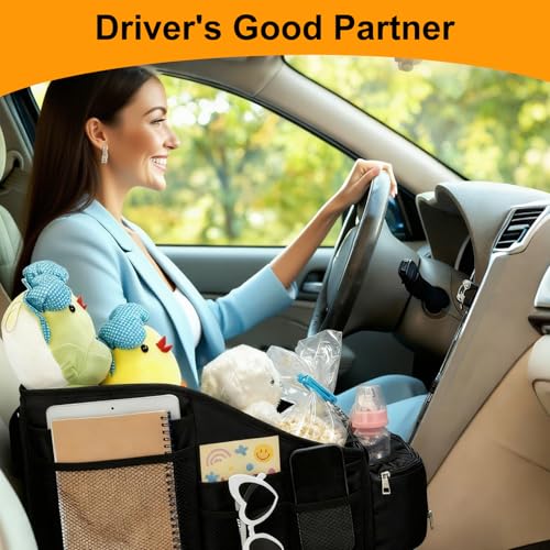 Miniatura 6 de Cozary Organizador Asiento Coche, Plegable Organizador De Asiento, Para Adultos Y Niños Con Portavasos, Compartimentos De Almacenamiento Para Juguetes, Libros