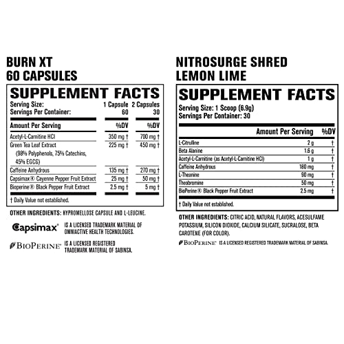 Jacked Factory Nitrosurge Shred Thermogenic Pre-Workout In Lemon Lime & Burn-Xt Thermogenic Fat Burner For Men & Women #TOP1
