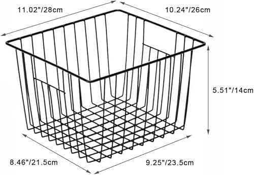Miniatura 5 de SANNO - Canasta rústica organizadora, de alambre, para almacenamiento en congelador o refrigerador, abierta con asas, para gabinete, alacena y