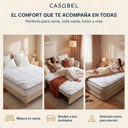 Miniatura 5 de Casabel, Cubrecolchón Nube De 90 X 200 Cm De Microfibra, Confort Optimal, Suave, Antiácaros Y Transpirables, Para Colchón De 1 Plaza Para Adultos Y Niños, Clic Clac, Bz