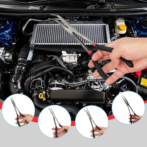 5 Pcs 11\Spitzzangen Set,extra lange Spitzzange,einschließlich gerader mit großer Reichweite,45/90° gebogene Spitzzange,Diagonalzange zum Biegen Formen und Schneiden