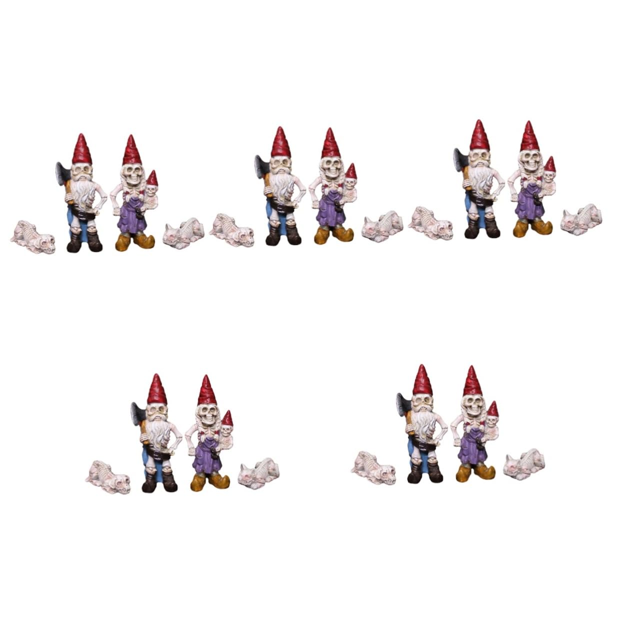 Squelette de gnome d'halloween POPETPOP, lot de 5 ensembles en résine pour étang