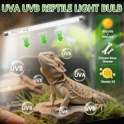 Image of QZQ T5 10.0 UVB Reptile Light 8W, UVA UVB Reptile Light Bulb 2 Pack, Fluorescent Lamp Tube for Bearded Dragons, Snake, Gecko, Tortoise, Lizard