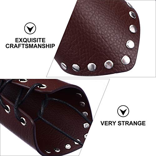 BESPORTBLE 1 par de protetores de braço de couro sintético punk medieval, luvas de couro unissex, pr