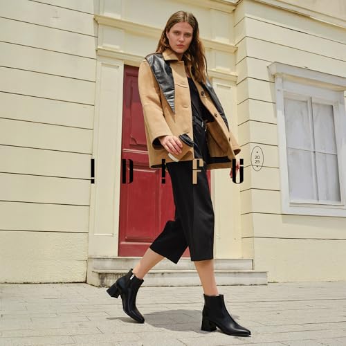 IDIFU IN2 Ankle Boots for Women Low Short Chunky Block Heel Boot Fall Pointed Toe Dress Booties Ladies Comfortable Cute Fashion Boots3