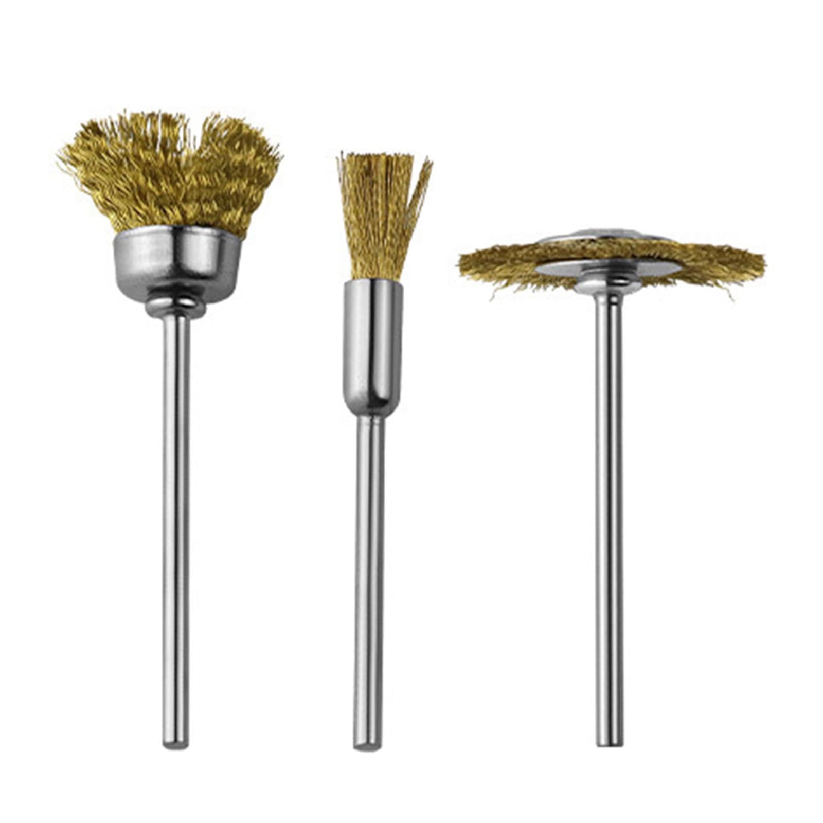 3Pcs Sturdy Coppers Iron Abrasive Brushes Suitable with 2.35mm Shank Tool for Metal Wood Polishing Metal Wood Polishing Attachments for Electric Tools