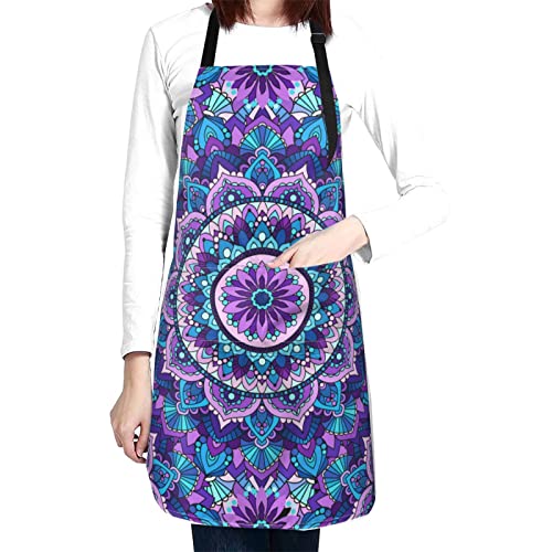 Osvbs Boho Purple Aprons For Women Men With Pockets, Waterproof Adjustable Aprons For Cooking, Kitchen, Chef, Gardening, Bbq #TOP1