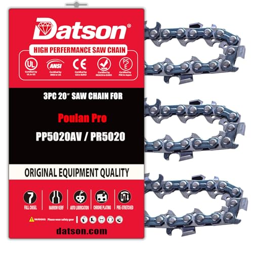 DatsenAAA 3PC 20 Inch Chainsaw Chain for Poulan Pro PP5020AV/PR5020