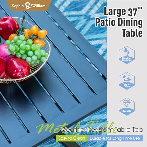 Image of Sophia & William Outdoor Dining Set Patio Dining Set for 4 Outdoor Table and Chairs 5 Pieces with Swivel Patio Chairs 37 inchx 37 inch Metal Table for Garden Pool All Weather Brown