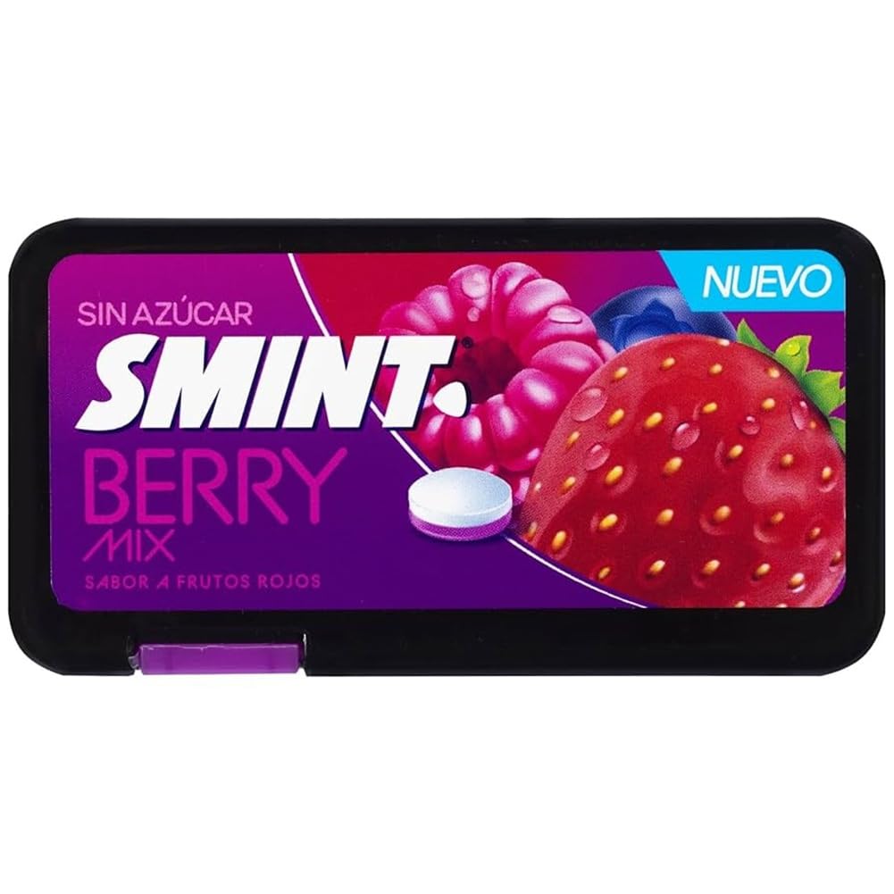 Smint Flat Berry Mix – Zuckerfreie Süßigkeiten – Rote Beerengeschmack – Packung mit 12 x 21 g Schachteln – Frisch, fruchtig & ohne zusätzliche Kalorien