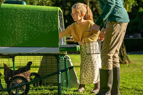 Image of Omlet Raised Chicken Coop Go Up | Easy to Clean and Maintain Plastic Chicken Tractor | Cool in Summer, Warm in Winter Weatherproof Hen House | Green Coop with 6ft Run
