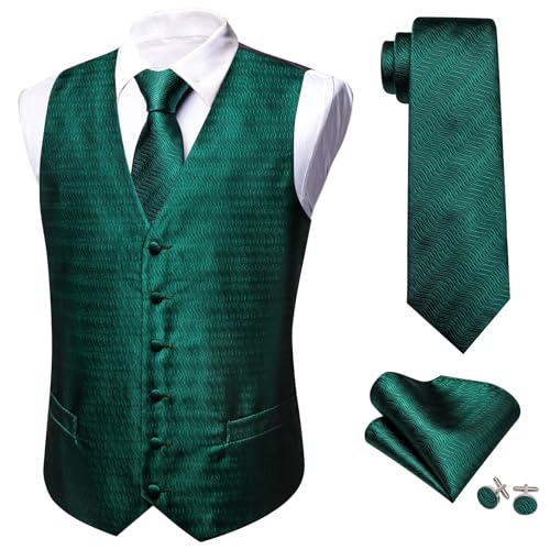 Image of Barry.Wang Men's Suit Vest Formal /Leisure Paisley Jacquard Silk Tie Pocket Square Waistcoat Set Wedding 5PCS