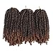 3 Pack Spring Twist Hair Braiding Hair Ombre Brown Spring Twist Bomb Twists Ombre Colors Braiding Crochet Hair Synthetic Fluffy Hair Extensions 8inch 110g(T1B-30)