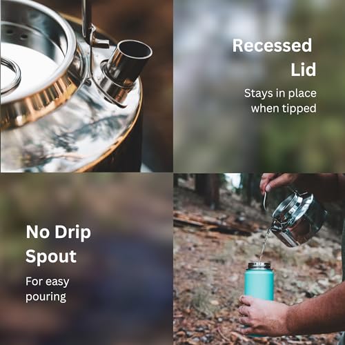 Image of Camping Kettle for Boiling Water 1.2L | Stainless Steel Open Fire Coffee & Tea Pots | 5-Cup Water Kettles| Travel Tea Kettle for Outdoor Cooking & Backpacking