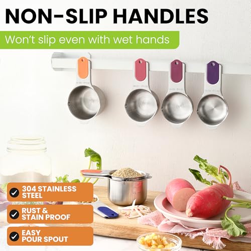 Image of Spring Chef 7 Magnetic Stainless Steel Measuring Cups Set, Mountain Sunrise