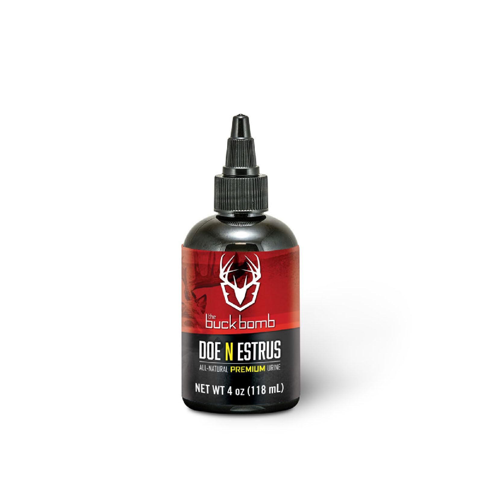 Hunters Specialties Buck Bomb Natural Doe 'N Estrus Liquid Scent w/Wicks Deer Buck Lure Hunting Primetime Scent Attractant for Hunting, 4 Oz (118 ml.)