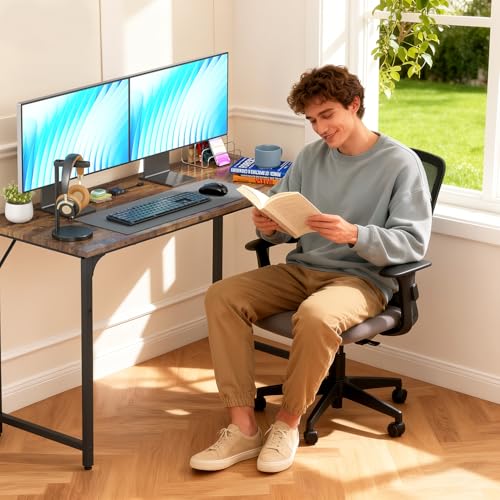 Image of BestOffice Computer Desk,Home Office Desk, Modern Simple Style for Home Office Study Writing (Vintage, 47 Inch)