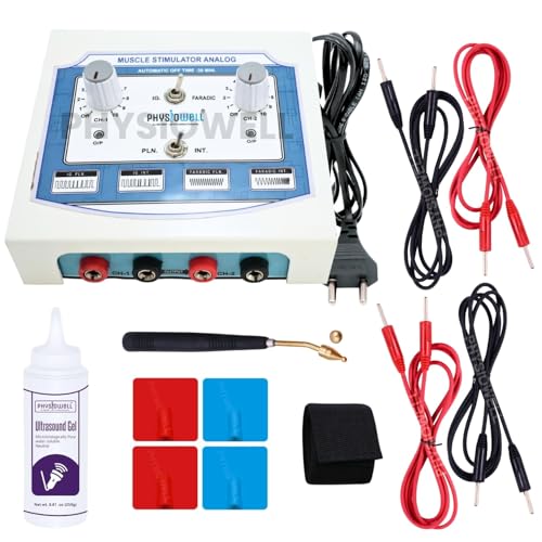 PHYSIOTRACK Mini Muscle Stimulator (MINI MS) 2 Channel Feet Machine for Physiotherapy for Pain Relief Electrotherapy Handheld Massager Machine with One Year Warranty, White