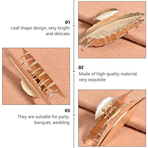 Minkissy 2 peças de penas de metal em forma de folha grampo de cabelo, presilha de cabelo, pente de