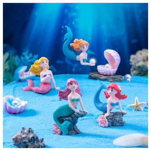 Mermaid Fairy Garden Accessories,Miniature Mermaid Figurines for Crafts, Terrarium, Miniature Moss Landscape Decorations, Birthday Cake Decoration, Car Decor, Party Supplies, Ideal Gifts, 4 Pcs