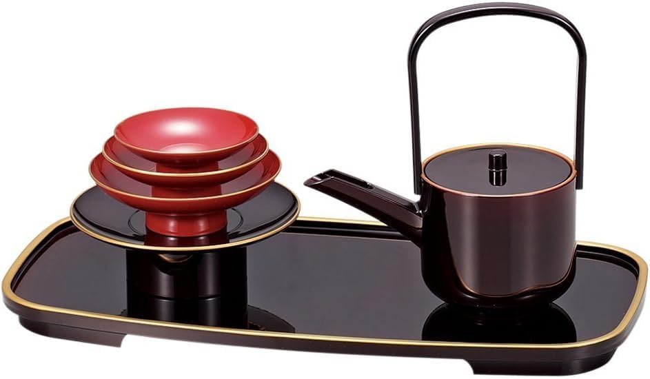 Amazon.co.jp: 山中漆器 山中塗 屠蘇器セット (小判 溜渕金塗
