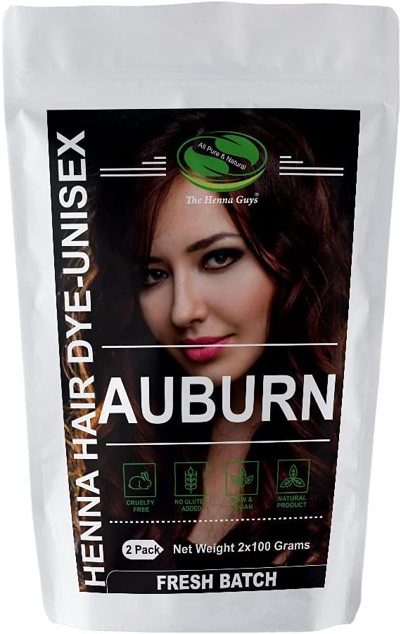 The Henna Guys 2 Packs Of Auburn Hair & Beard Color/Dye 100 Grams - Natural Hair Color, Plant-based Hair Dye -