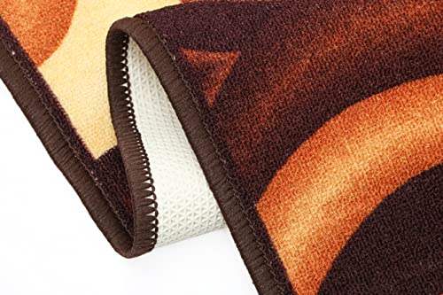 Image of THE HOME TALK Modern Polyester Area Rugs | Carpets for Living Room, Kitchen, Kid's Room, Bedroom | Microfiber Polyester Rugs | Shaggy Floor Carpet | Anti Skid Store (Brown Wave, 55x135 Cm)