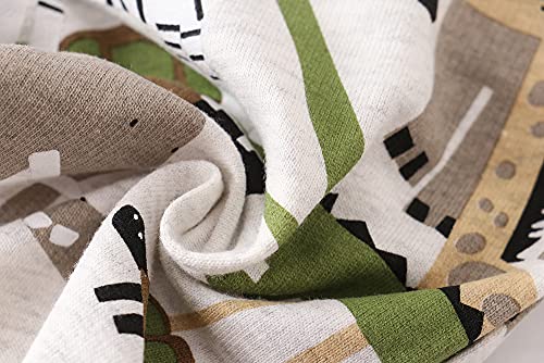 Huaer& Boys Cartoon Print Dinosaur Monkey Pattern Cotton Pants Drawstring Elastic Sweatpants (3T, Light Grey & Animals) #TOP6