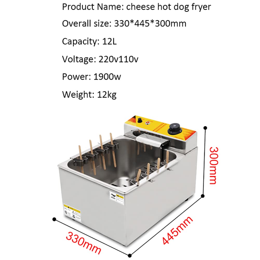 Friteuse électrique Commerciale, équipement de friture de saucisses à Hot-Dog avec Thermostat, adaptée aux commerces et aux supérettes